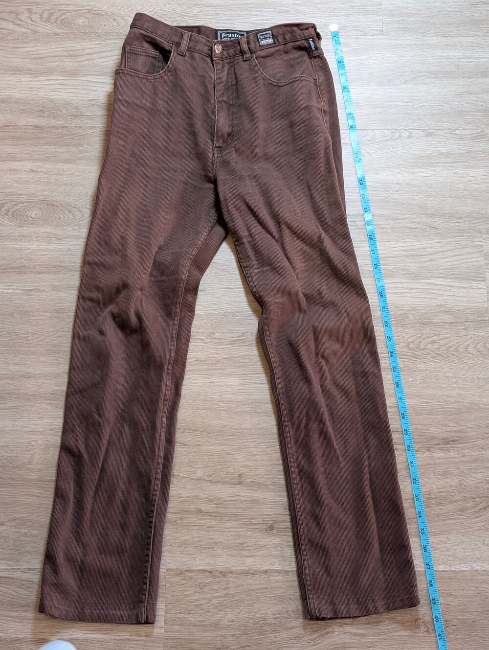 Braxton Jeans Couture Mens Size 28 Brown Corduroy Straight Leg Pants High Rise